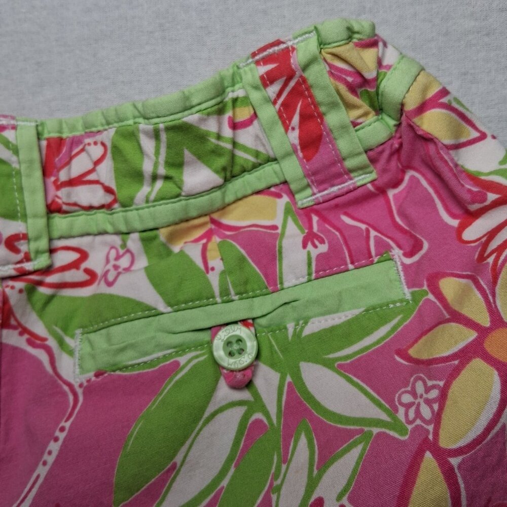 Lilly Pulitzer Shorts Girls 7 Garden Vista Pink Green Elephant Floral Beach - Picture 13 of 14